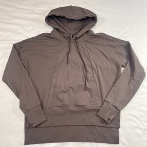 Athleta Mission Hoodie Size S Shale Gray Pullover Stretch Sweatshirt Athleisure